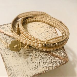 Nakamol beaded leather adjustable bracelet